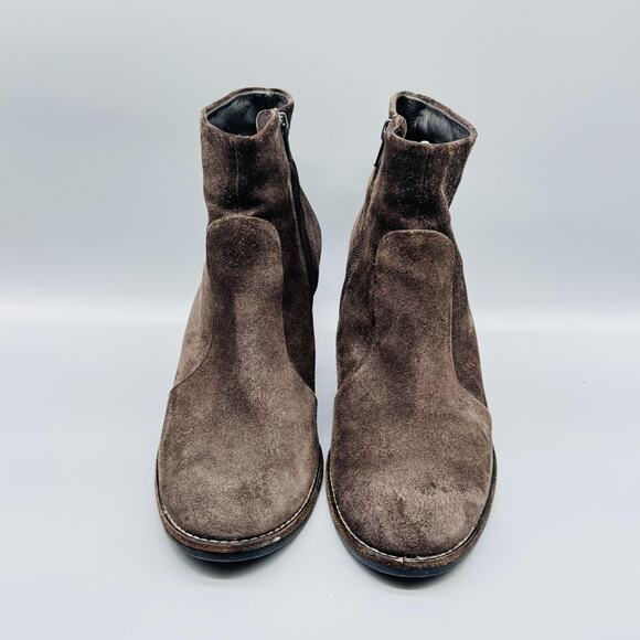 Paul Green Boots Womens 10 Brown Suede Munchen Block Heel Ankle Zip Booties - Picture 3 of 10